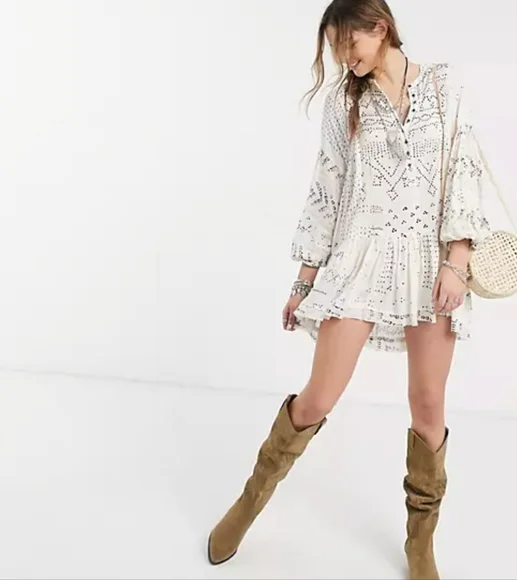 knee length dresses for ladies 5D x Stellar Dust Cowl Hooded Mini Dress